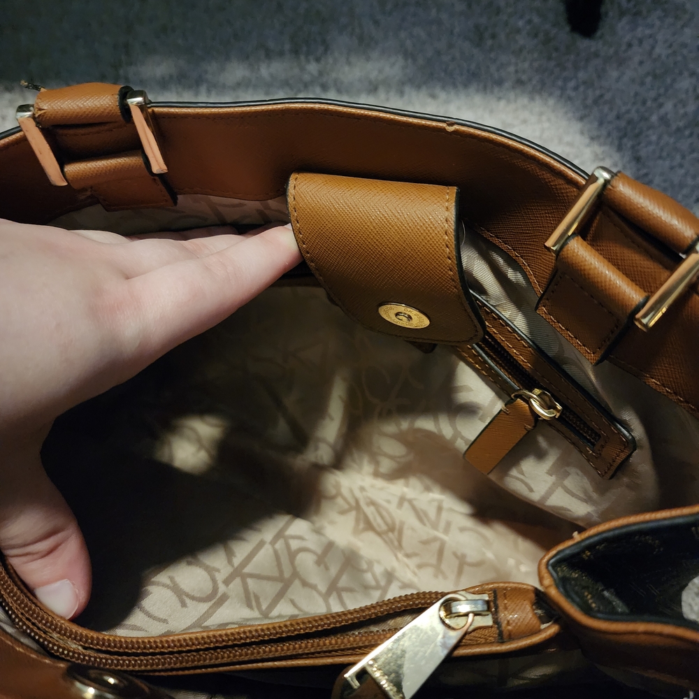 Calvin Klein Tan and Brown Monogram Shoulder Bag - Picture 2 of 5